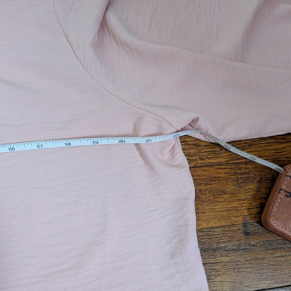 Coral Bay Women's Petite Pink Henley Button Blouse 3/4 Puff Sleeve Top Size PL - Picture 7 of 9